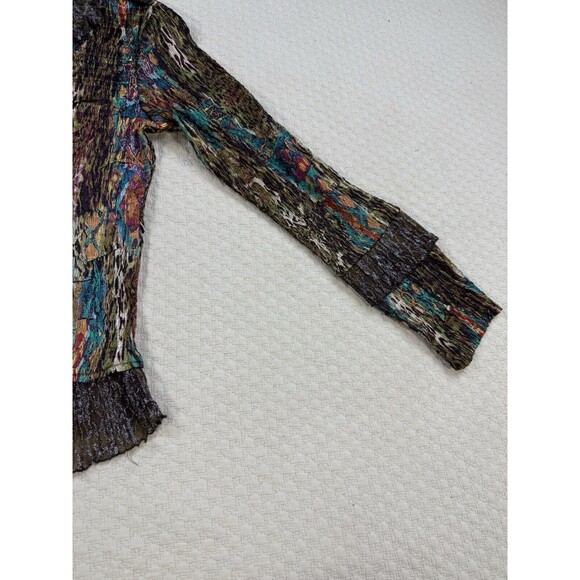 Alberto Makali Artsy Ruched Plisse Top Ruffle Asymmetric | Est. Size Large - Picture 4 of 14